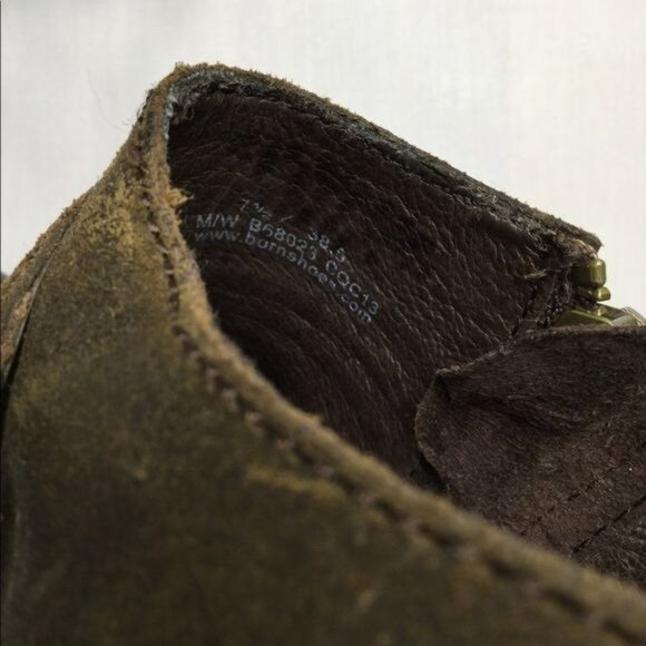 Born Womens Leather Booties Buckle Zipper Detail Size 7.5 Grunge Distressed Look - Picture 10 of 11